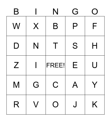ALPHABET BINGO Card