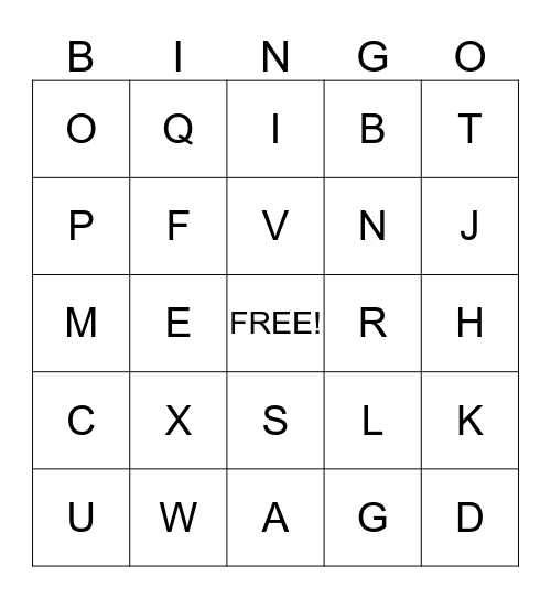 ALPHABET BINGO Card