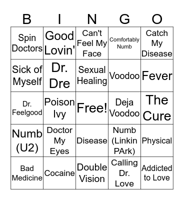 Mental Floss Music Bingo: Doctor, Doctor Bingo Card