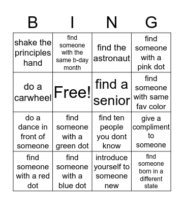 get a signature when you complete each task Bingo Card