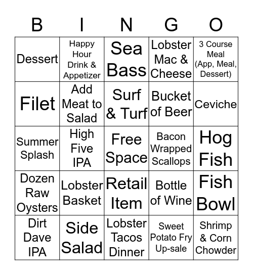 Fish House Bingo Card