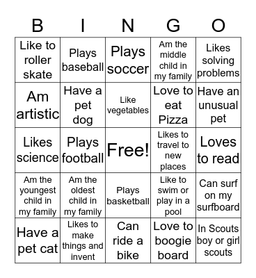 Getting to Know You Bingo Card