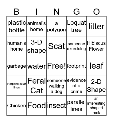 Fitness Bingo Card