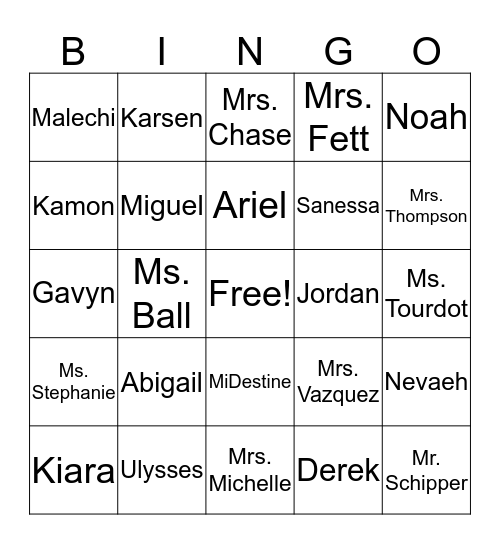 Mrs. Vazquez 2016/2017 Bingo Card