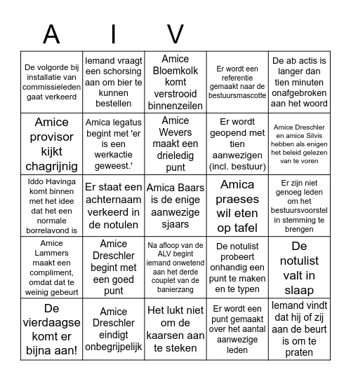 ALV-Bingokaart Bingo Card