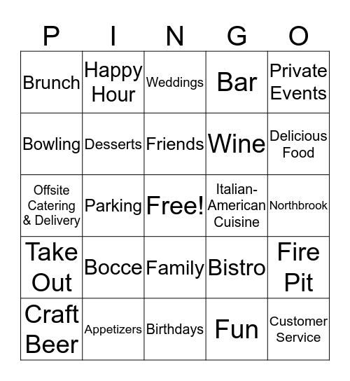 Pinstripes Bingo Card