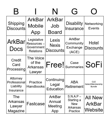 ArkBar Benefits Bingo Card