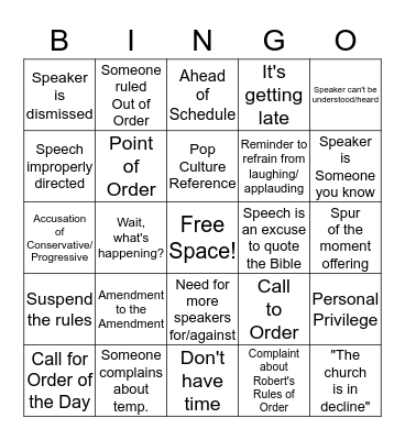 Annual Conference Bingo Card