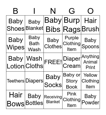 Baby Bingo - Ready....Set.....Go! Bingo Card