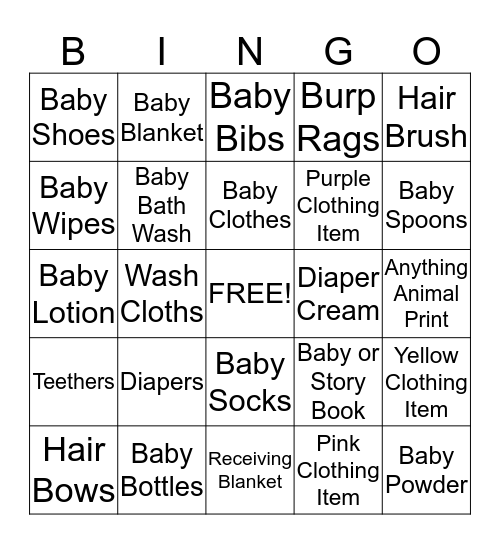 Baby Bingo - Ready....Set.....Go! Bingo Card