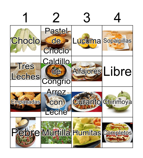 Comida de Chile Bingo Card