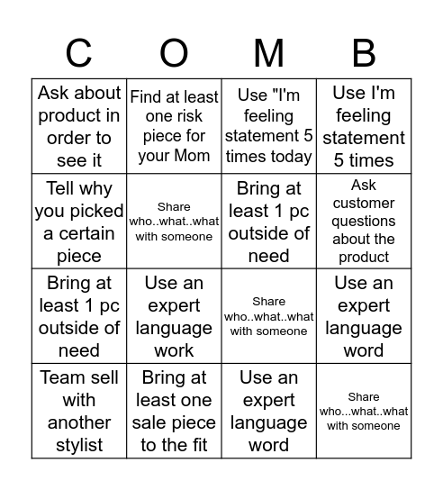 EVEREVE BINGO Card