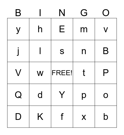 ALPHABET BINGO Card