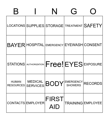 SAFETY BINGO Card