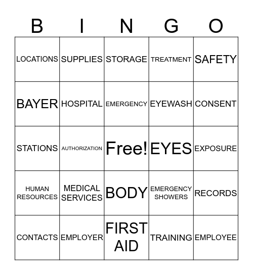 SAFETY BINGO Card