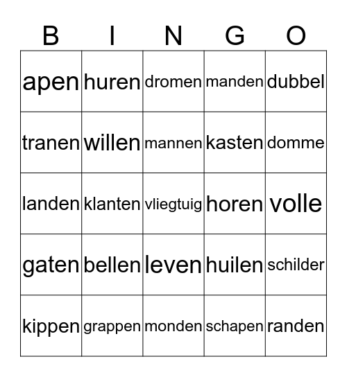 Verdubbelen, verenkelen, gewoon Bingo Card