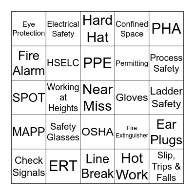 SAFETY BINGO Card