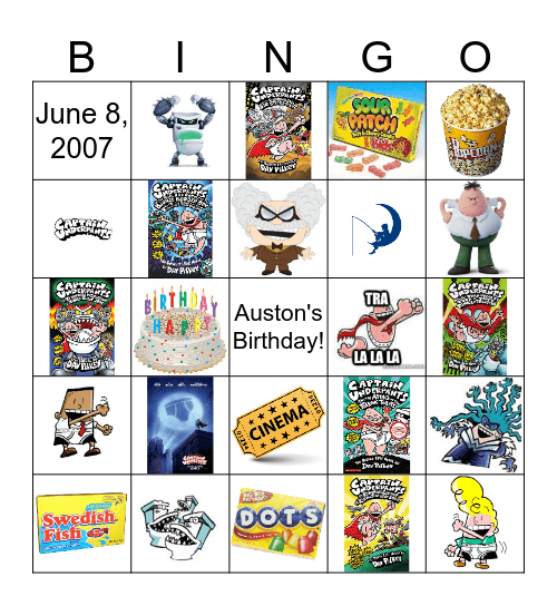 Auston's Captain Underpants Party! Bingo Card