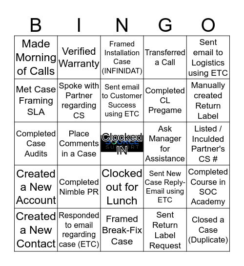 SOC BINGO (CC) Bingo Card