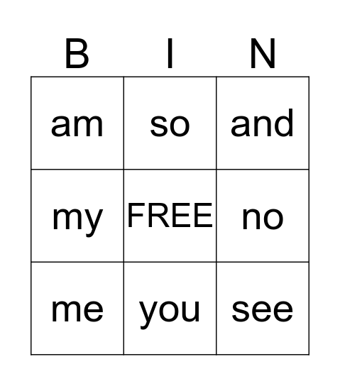 Addy's Bingo Card