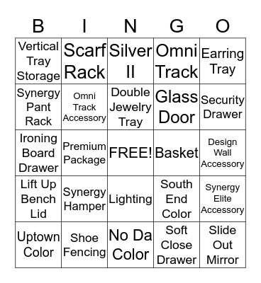 CLOSET BINGO Card