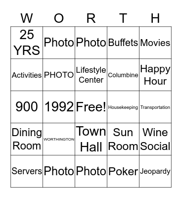 25 Years At The Worthington Bingo Card