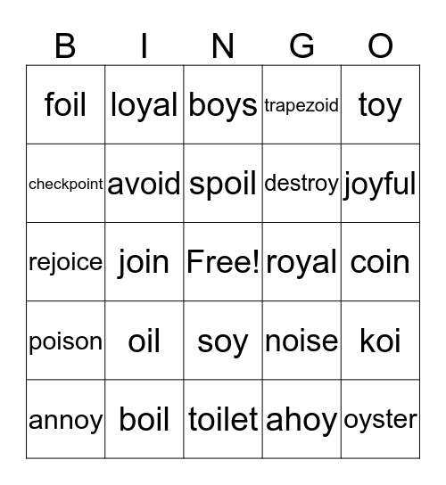 oy,oi Bingo Card