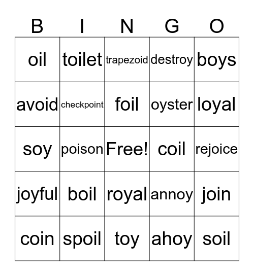 alyssa    oi oy Bingo Card