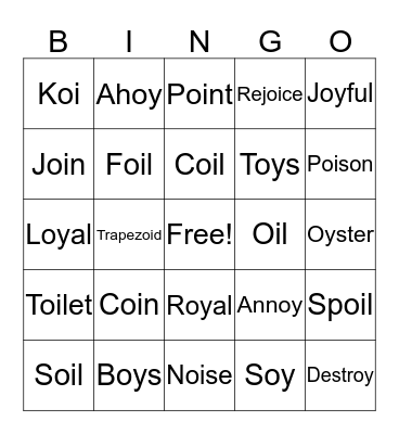 Oi,Oy Bingo Card