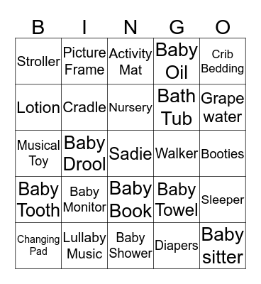 Sadie's  Bingo Card