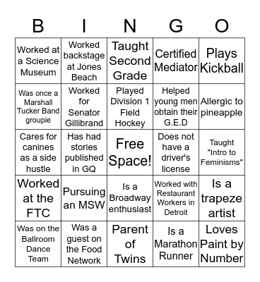 Intern Bingo - 2017 Edition Bingo Card