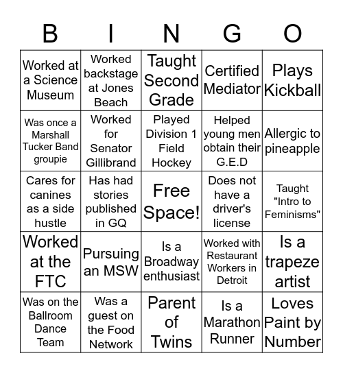Intern Bingo - 2017 Edition Bingo Card