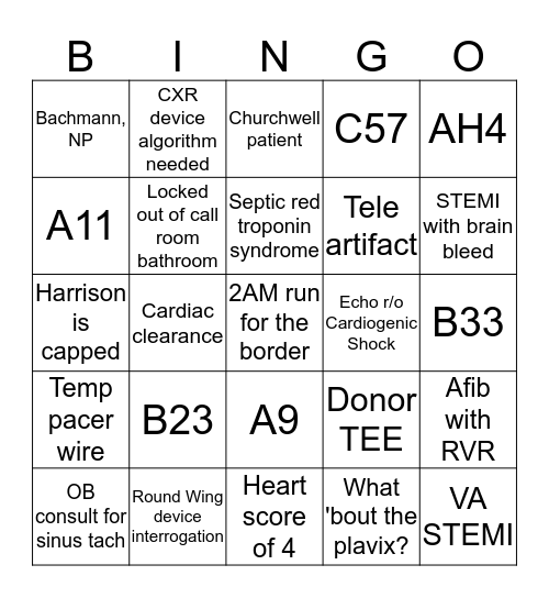 Call Bingo Card