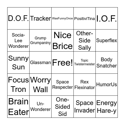 Superflex and the Unthinkables Bingo Card