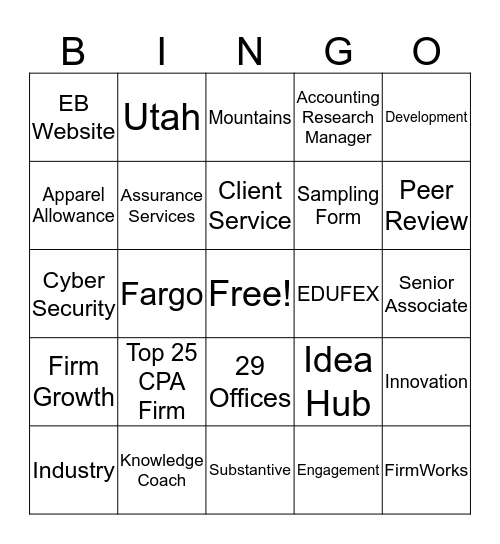 EDUFEX Bingo Card
