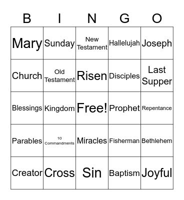 BIBLE BINGO Card