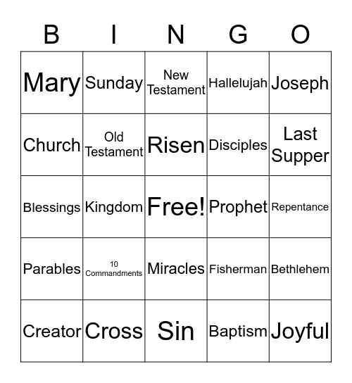 BIBLE BINGO Card