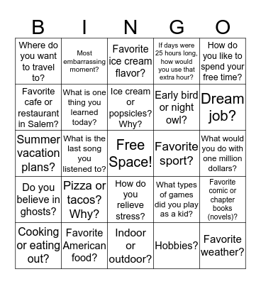 Get-to-Know-You BINGO! Bingo Card