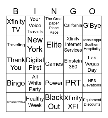 Your Voice Travels 2017 Bingo Card