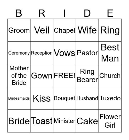 Bre's Wedding Shower Bingo Card