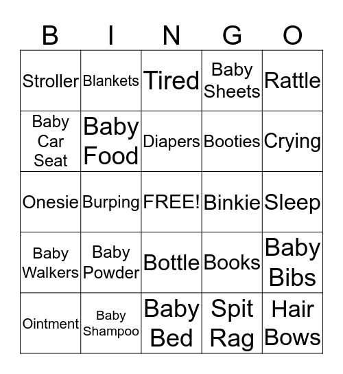 BABY SHOWER BINGO Card