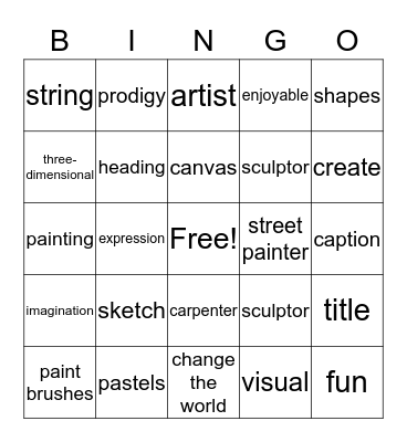 Why do we make art? Bingo Card