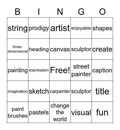 Why do we make art? Bingo Card