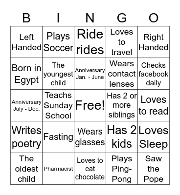 Couples BINGO Card