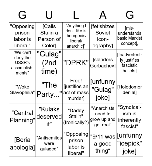 Tankie Bingo Card