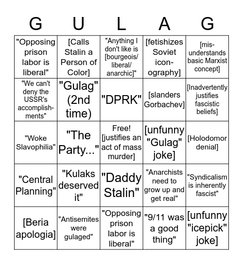 Tankie Bingo Card