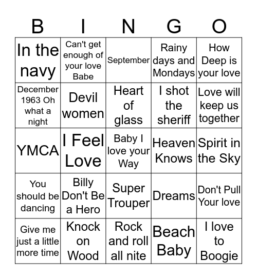 Class of '75 Bingo Card