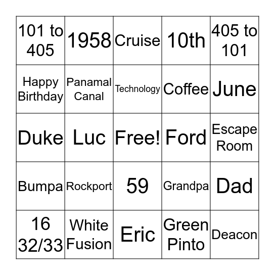 Happy Birthday! Bingo Card