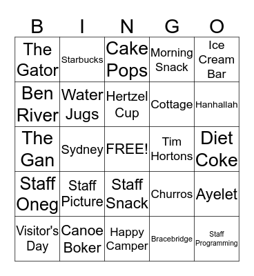 Camp Ramah Bingo Card