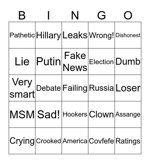 Trump Tweet Bingo Card